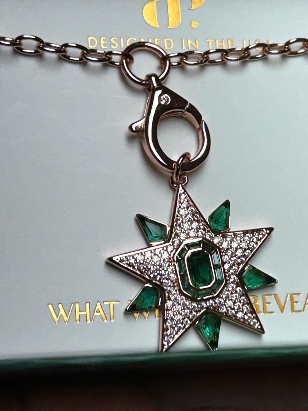 Emerald Green Starburst Pendant Necklace - Designer-Inspired